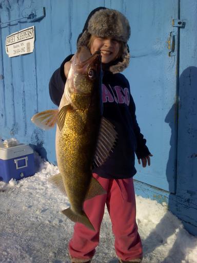 10yr old Camryn with a Sweet's Fishing Walleye